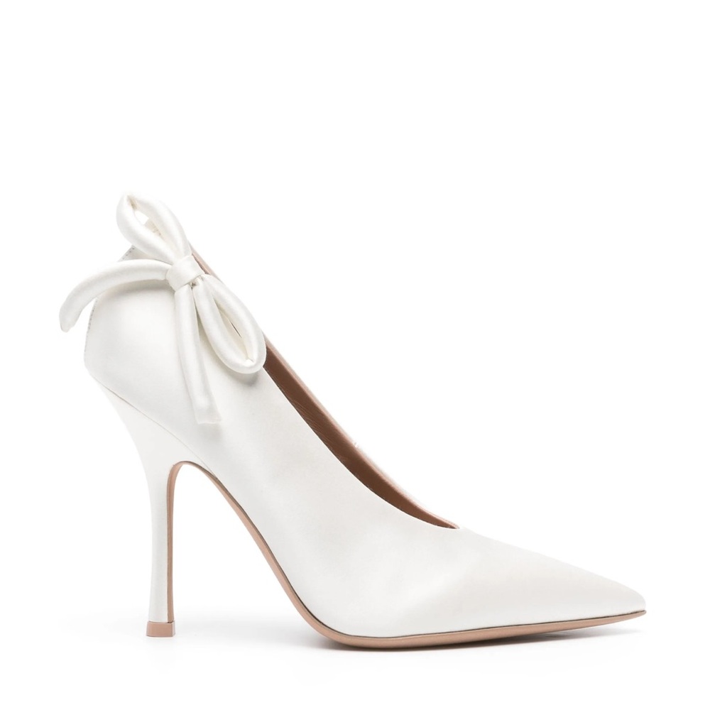 Nite-Out Valentino Cream Heels with Bow Accent